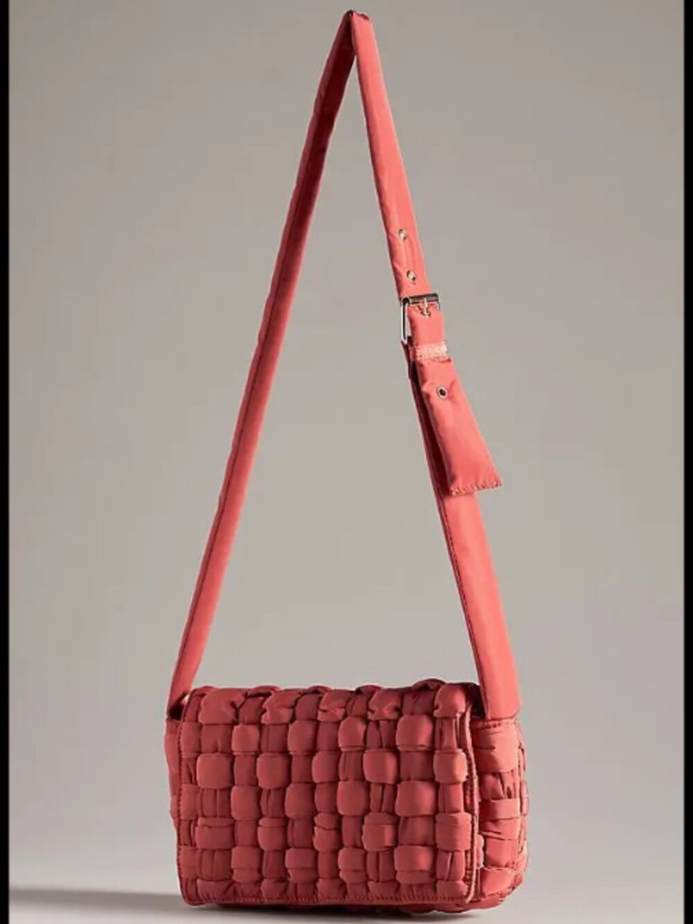 Anthropologie Brick Red Puffy Woven Crossbody Bag 8993